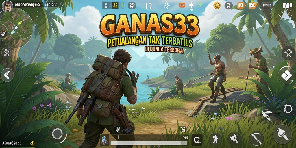Screenshot gameplay GANAS33 menunjukkan dunia terbuka yang memukau.