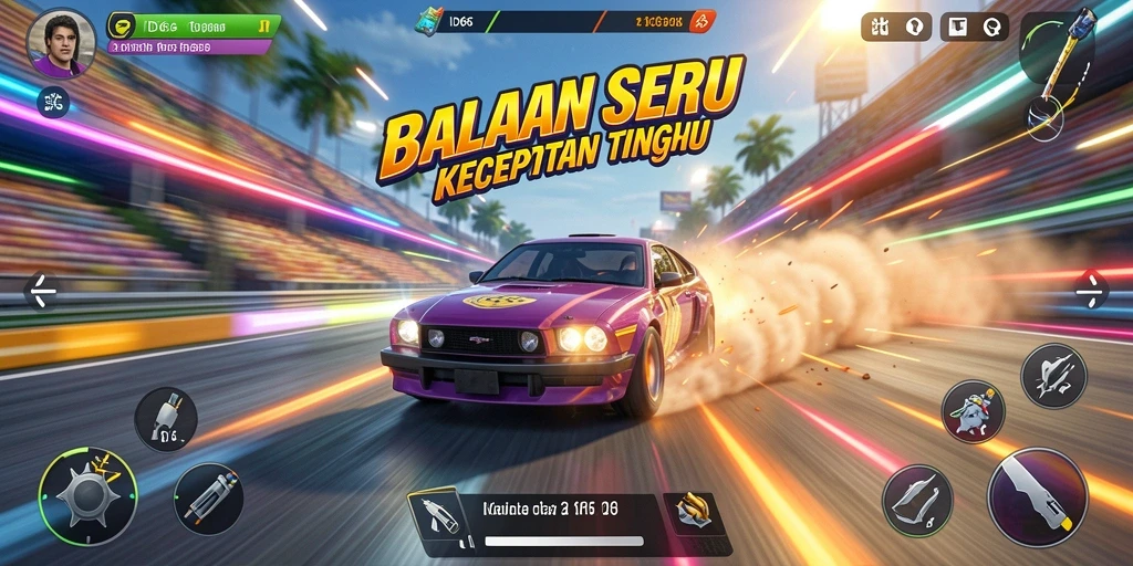 Screenshot menunjukkan aksi balapan yang cepat dan menegangkan di ID66.
