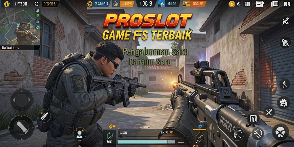 Tampilan gameplay <strong>PROSLOT</strong> yang intens dan mendebarkan saat pertempuran FPS.