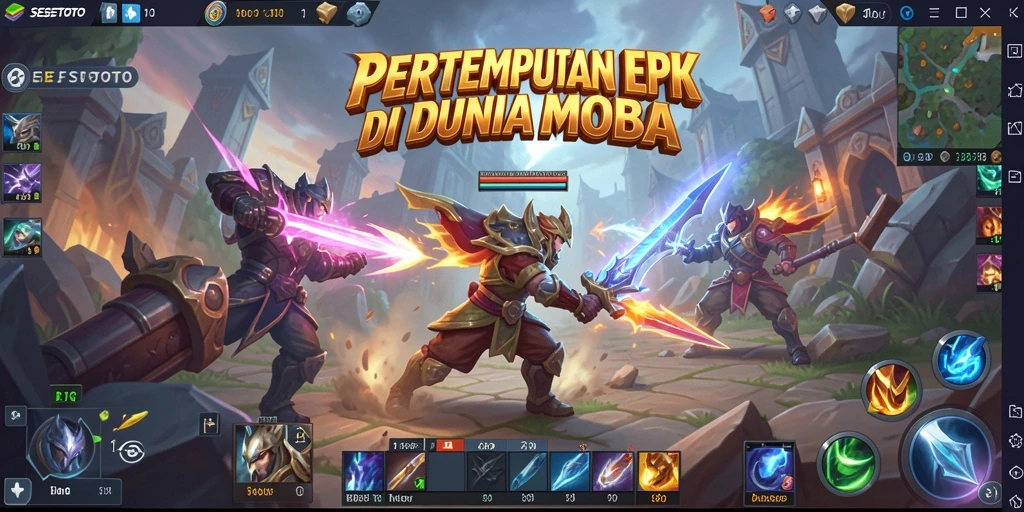 Gameplay SESETOTO yang seru menampilkan aksi pertempuran tim MOBA.