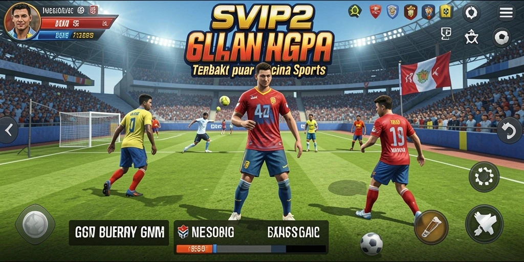 Screenshot menunjukkan pemain sedang bertanding dalam game olahraga yang seru.